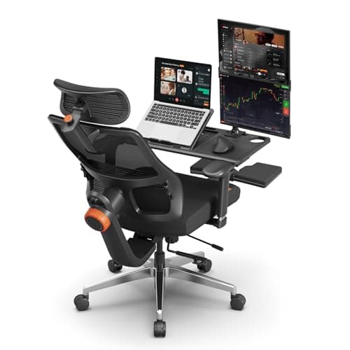 Newtral Ergonomic Office Chair with Footrest - Home Office Desk Chair with Adaptive Lumbar Support, 4D Armrest, Adjustable Seat Depth & Height