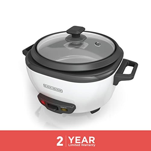 BLACK+DECKER Rice Cooker 6-Cup (Cooked) with Steaming Basket, Removable Non-Stick Bowl, White 5