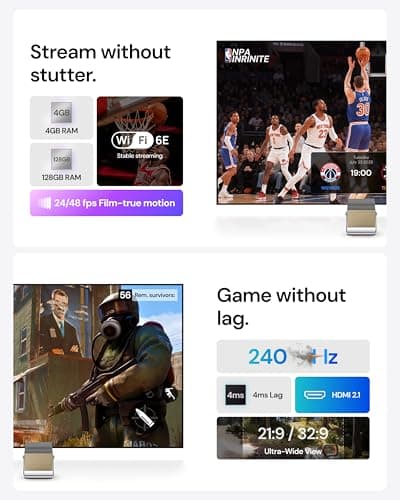 Valerion VisionMaster Pro 4K Laser Projector — 240Hz/4ms Gaming, 300" IMAX Enhanced Theater with EBL, 3D&Dolby Vision, 2× Faster Multitasking, AI Smart OS, 2500 ISO Lumens, 0.9–1.5x Optical Zoom 5