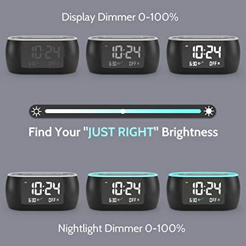HOUSBAY Glow Small Alarm Clock Radio for Bedrooms with 7 Color Night Light, Dual Alarm, Dimmer, USB Charger, Battery Backup, Nap Timer, FM Radio with Auto-Off Timer for Bedside 5
