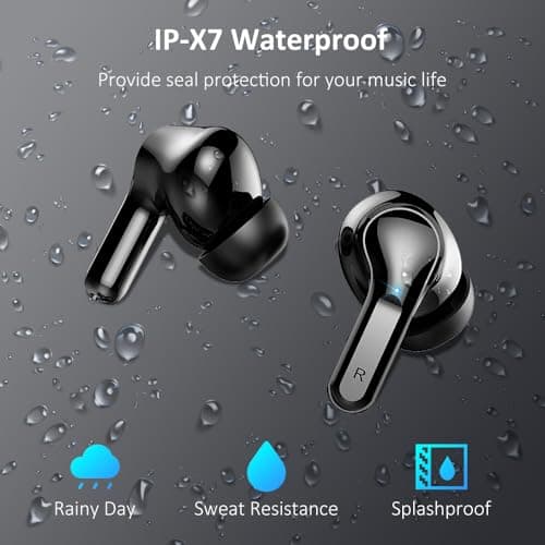 Wireless Earbud, Bluetooth Headphones 5.3 New 40H Ear Buds Bass Stereo Earphones Noise Cancelling Earbud with 4 ENC Mic in-Ear Bluetooth USB-C LED Display IP7 Waterproof Sport for Android iOS 8
