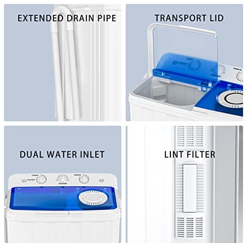 Auertech Portable Washing Machine, 28lbs Twin Tub Washer Mini Compact Laundry Machine with Drain Pump, Semi-automatic 18lbs Washer 10lbs Spinner Combo for Dorms, Apartments, RVs 6