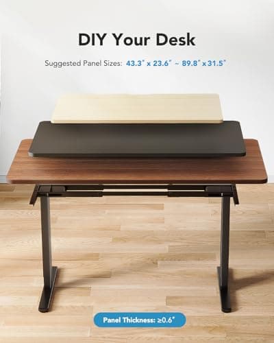 HUANUO Electric Standing Desks Frame with 265 lbs Dual Motor,Thick T-Shaped Desk Legs Made of Automotive Grade Steel,for Max 90″x31.5″ Desktop, Height Adjustable Desk Frame for Home Office, Frame Only 6