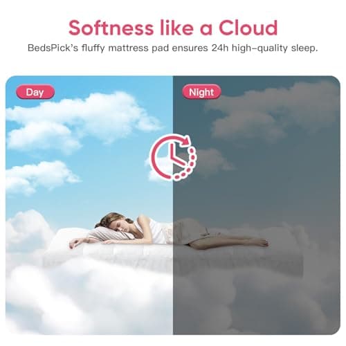 BedsPick Mattress Topper Twin XL - College Dorm 1000GSM Thick Mattress Pad for Back Pain Relief,Pillow top Extra Long Twin Bed Topper,Soft Cooling Mattress Cover Protector,8-21 inch Deep Pocket 5