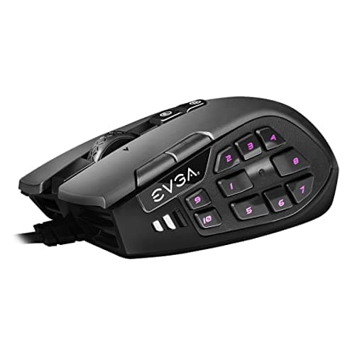 EVGA X15 MMO Gaming Mouse, 8k, Wired, Black, Customizable, 16,000 DPI, 5 Profiles, 20 Buttons, Ergonomic 904-W1-15BK-K3