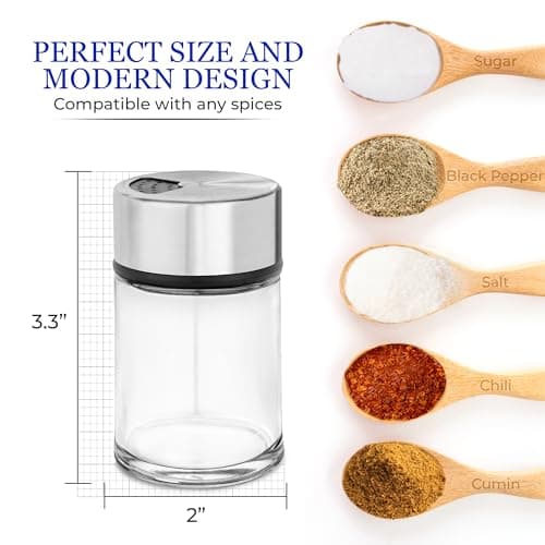 Salt Shaker or Pepper Shaker with Adjustable Pour Holes - Stainless Steel Spice Dispenser - Perfect for Pink Himalayan, Table Salt, Black and White Pepper. (2.4 oz) 5