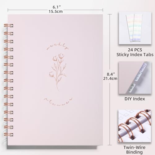 Undated Weekly and Monthly Planner Spiral Bound- Weekly Goals Notebook, To Do List, Habit Tracker Journal, Academic, Aesthetic, Stylish School or Office Supplies (6.1" x 8.4" - Pink) 5