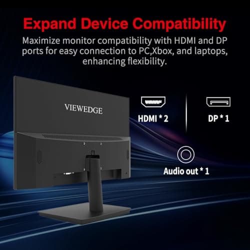 Viewedge Gaming Monitor 24 Inch 1080p 180Hz, VA 1ms FHD PC Computer Monitor with 100% sRGB, Bluelight Filter, 2 HDMI & 1 DP Port, Support Freesync and Wall Mounted 7