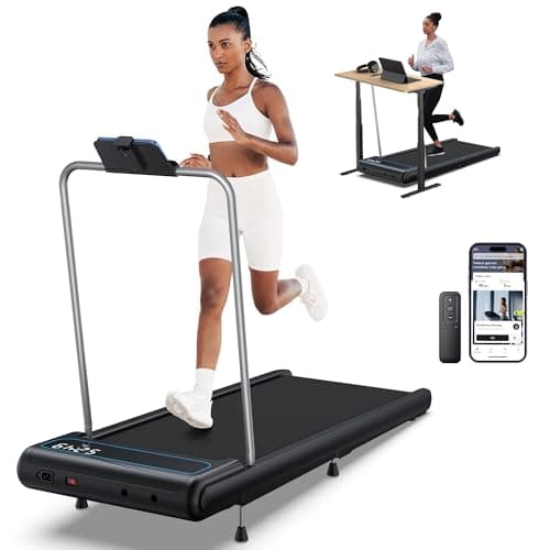 Incline 2 in 1 Under Desk Walking Pad Treadmill for Apartment Office Home,265+ lbs Capacity & Voice Controlled Smart Treadmills 2.5HP Quiet Running Jogging Machine Works with ZWIFT KINOMAP