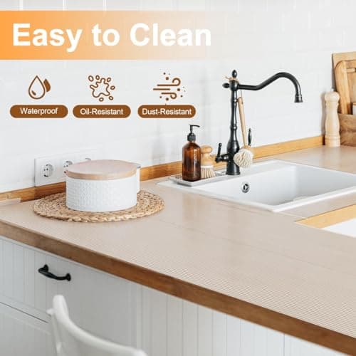 FEXIA Shelf Liners for Kitchen Cabinets Drawer Non Adhesive Non-Slip Liner 12 Inches x 20 FT Waterproof & Oil-Proof Durable Material Fridge Liner for Shelves 6