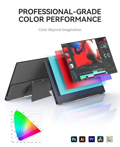 WCKUN 4K Portable Touch Monitor, 15.6" inch 3840 * 2160 UHD w/USB-C HDMI Laptop Monitor, 2000:1 100% RGB IPS ，Aluminum Alloy Shell,10-Point Touch，Dual Speaker, HDR, for Home, Work 7