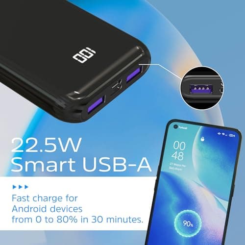 Energizer 10,000mAh Portable Charger 22.5W USB-A & 18W USB-C PD Fast Charging Power Bank with LCD Display, High-Capacity Battery Pack for iPhone 16/15/14/13/12 Series, Android Devices_UE10011PQ 5