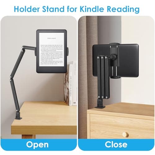 Polbecky for ipad Tablet Stand Holder for Desk,Portable Monitor Stand Holder 15.6'' Max,for ipad Tablet Mount Arm with Upgraded Screws/360°Rotate Base,Fits for Kindle,Tabs 12.9'' Max(Not Over 2.65lb) 8