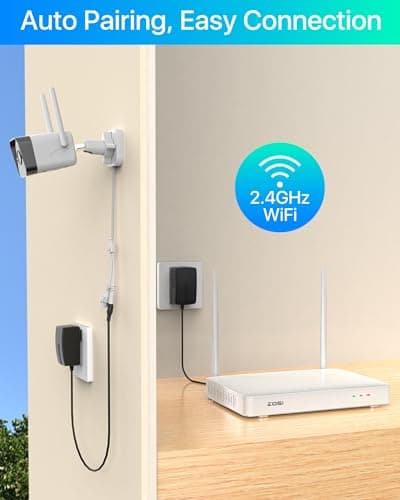 ZOSI 2.5K WiFi Security Camera Wireless Outdoor System,2TB HDD,8 Channel NVR for 24/7 Recording,4 x 4MP Cameras for Home with Color Night Vision,Person Vehicle Detection,2-Way Talk,Siren Alarm,Plug-in 6