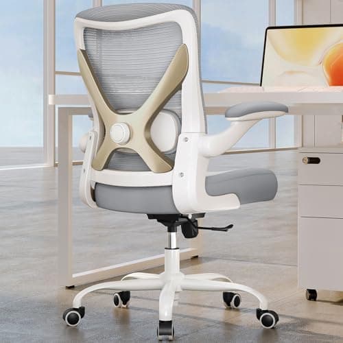 Ergonomic Office Chair with Lumbar Support - Adjustable Computer Desk Chairs for Home Office, Gaming, and Work - Comfortable and Supportive Desk Chairs for Adults(Grey Gold)