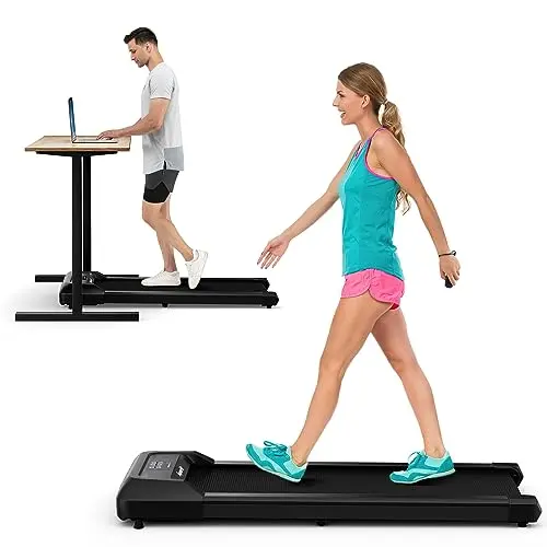 Goplus Walking Pad, Under Desk Treadmill for Home Office with 265 lbs Capacity, Portable 2 in 1 Walking Pad Treadmill Under Desk with Remote Control, LED Display