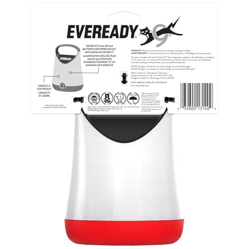 Eveready LED Camping Lantern X-250, Bright Tent Lights, Rugged Water Resistant LED Lanterns, 100 Hour Run-time, Red and Black 7