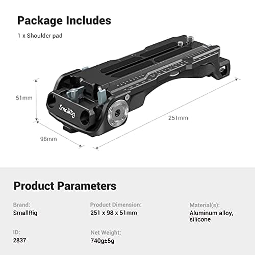 SMALLRIG Quick Release Shoulder Plate for Sony VCT-14 Tripod Adapter with Rosettes - 2837 8