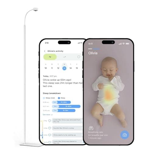 Luna 2.4GHz WiFi Baby Camera Monitor & Floor Stand, Sensor-Free Infant Breathing Monitor, Smart AI Monitoring, Sleep Tracker, Crying Detection, Night Vision, 2-Way Audio, Newborn Essentials
