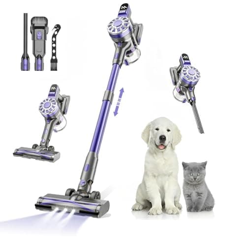 WLOTPO Cordless Vacuum Cleaners for Home with Powerful Suction,Stick Vacuum Cordless Rechargeable,Up to 35 Mins Runtime,Lightweight Hardwood Floor Vacuum for Pet Hair,Carpet(Deep Purple)
