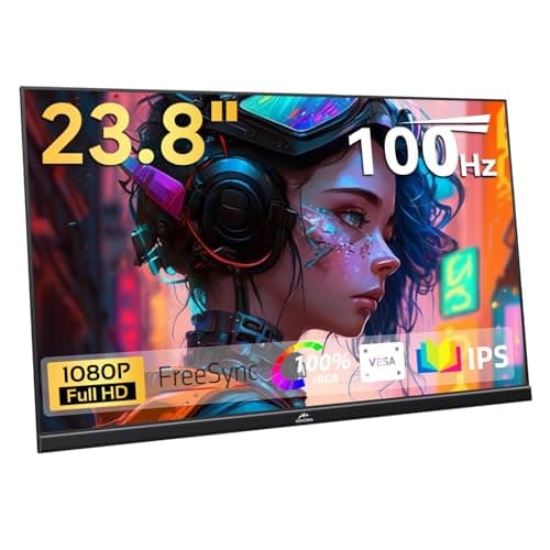 Kenowa 23.8" 100Hz Large Portable Monitor IPS FHD 1080P Freesync USB-C HDMI Gaming Monitor, External Display Dual Speakers Adjustable Stand for PC,Laptop,Mac,Phone,Xbox