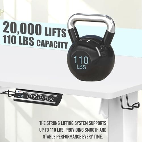 SHW 48-Inch Electric Height Adjustable Standing Desk with Drawer, Memory Preset and Cable Management Tray, White 8