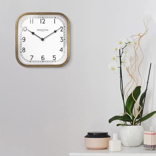 Presentime & Co 10" Anton Vintage Square Clock, Silent No Ticking, Wall & Mantel 2 in 1 Clock, Desk and Shelf Clock, Tabletop Décor, Antique Hamilton Gold 5