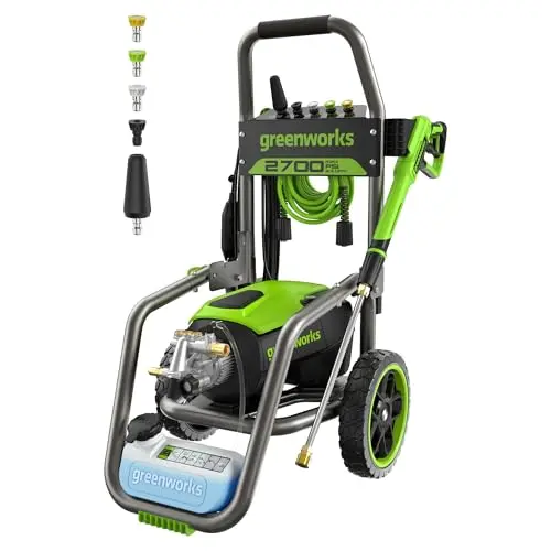 Greenworks Pro Brushless 2700 PSI (CSA Certified) 2.3 GPM Max / 1.2 GPM Electric Pressure Washer (Foldable Handles, Rugged Steel Frame, 25 FT Hose, 35 FT GFCI Power Cord)