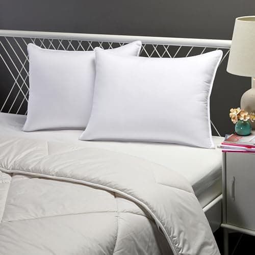 Amazon Basics Down Alternative Pillows for Stomach and Back Sleepers, Soft Density, Standard Size 26" x 20", White, 2-Pack 5