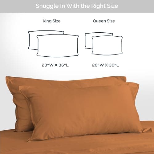 Bamtek Pillow Cases Queen Size Set of 2 Pillowcases 100% Viscose from Bamboo Cooling Pillowcases, Soft & Breathable Pillow Case with Envelope Closure, Tan Pillow Cases (Almond) 6