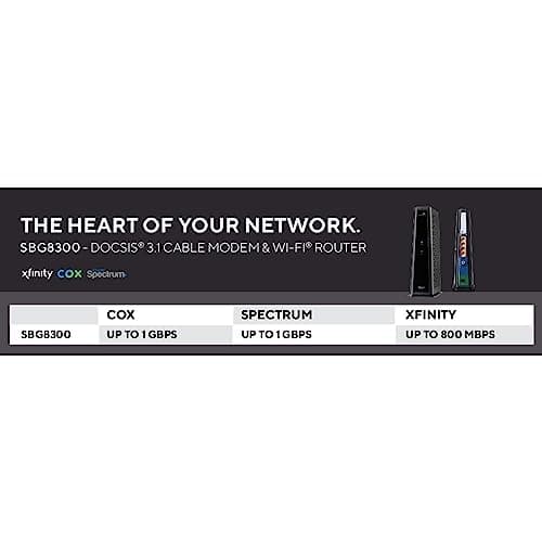 ARRIS (SBG8300) - Cable Modem Router Combo - Fast DOCSIS 3.1 Gigabit & AC2350 WiFi ,Comcast Xfinity, Cox, Spectrum & more, 1 Gbps Max Internet Speeds , 4 OFDM Channels 6