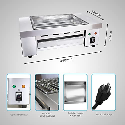 Indoor Barbecue Electric Grill, Indoor Smokeless Grill indoor Yakitori grill hibachi Grill Commercial and Family use Griddle Korean BBQ Grill, Suit for Cafe Restaurant Party Buffet 120V,1800W 8