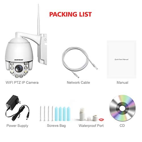 BOAVISION 5MP PTZ WiFi Camera, HD Outdoor Wireless IP Camera, Pan Tilt 5X Optical Zoom, Two Way Audio, 196ft Full Color Night Vision, Dome Security Cameras CamHipro Protocol 7