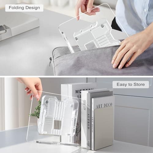 Acrylic Book Stand for Reading, Portable Book Holder for Desk, Angle Adjustable Textbook Stand for Document Recipe, Cookbook, Music Book 7