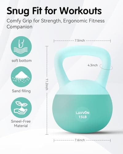 Soft Kettlebell - Cushioned Impact-Resistant Base and Anti-Slip, Kettle bell Anti-Slip Grip Weight for Home Workouts, Safe Strength Training Kettlebells Sets for Women & Men, With Non-slip Gloves (Green, 15 LB) 5