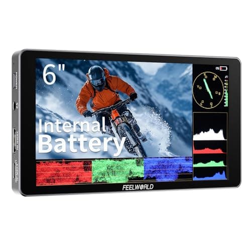 FEELWORLD P6XL 6 inch Built in Battery Aluminium 1200nit Camera Field DSLR Monitor Touchscreen High Brightness Waveform 3D LUT HDR 4K HDMI Input Lightweight