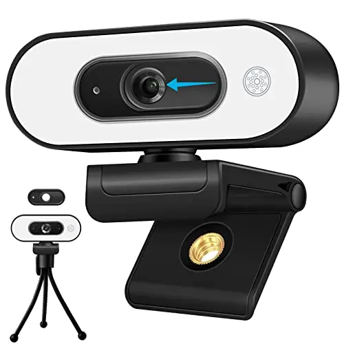 Svcouok 1080P USB Camera for Switch 2/ PC, Ring Light & 3-Level Brightness - Streaming Camera with Built-in Mic, Tripod & Plug&Play for Zoom/Skype/Facetime, PC/Mac/Laptop