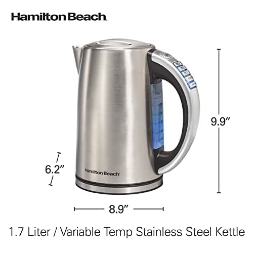 Hamilton Beach 1.7 Liter Temperature Control Electric Kettle, Water Boiler & Heater, Fast Boiling 1500 Watts, BPA Free, Cordless, Auto-Shutoff and Boil-Dry Protection, Stainless Steel (41020R) 9