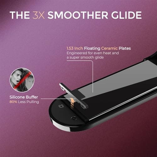 TYMO Flat Iron Hair Straightener Brush 2 in 1, 200M Ions Hair Straighteners for Women, Ceramic Dual Voltage Straightening Hot Comb for Anti-Frizz Straights, Waves, Curl, 3X Less Heat Damage, Black 6