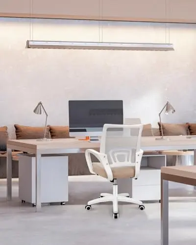 NEO CHAIR Office Desk Computer Chair Ergonomic Mesh Gaming Mid Back Seat with Comfy Lumbar Support Adjustable Height Swivel for Home Task (Beige) 6