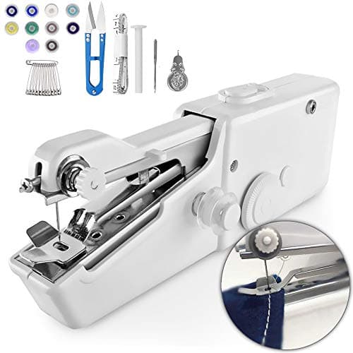 Handheld Sewing Machine,Mini Electric Hand-held Cordless Portable Sewing Machine for Beginners,Easy to Use and Fast Stitch Suitable for DIY,Clothes,Home,Travel(White)
