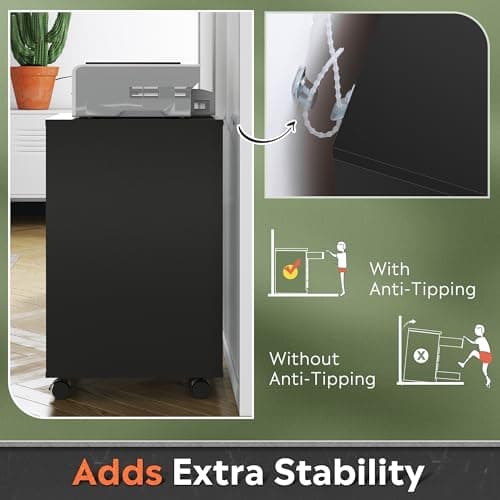 DEVAISE 5-Drawer Chest, Wood Storage Dresser File Cabinet with Wheels, Mobile Dresser for Home Office, Black 7