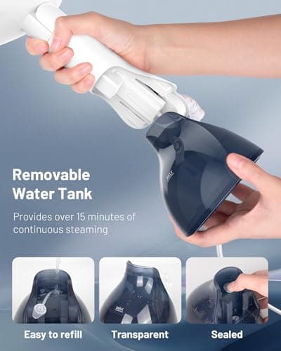 BEAUTURAL Steamer for Clothes, Portable Handheld Garment Fabric Wrinkles Remover, Aluminun Heating Plate, 35-Second Fast Heat-up, Large Detachable Water Tank (Only for 120V) 5