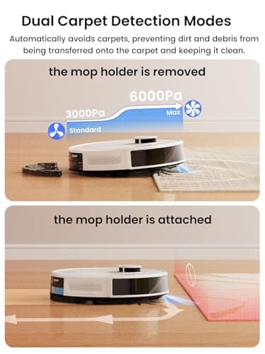 Lefant LiDAR Robot Vacuum and Mop, 75-Day Self-Emptying, 6000Pa Strong Suction, Customized Cleaning, Multi-Floor Mapping, 130 Min Runtime, 2.4G/5G WiFi/Alexa/APP/iWatch, M2L Plus 5