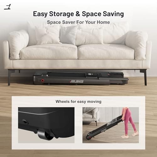 Treadmill with Desk Workstation, Walking Treadmill Pad, Portable Desk Treadmills for Home Small, Foldable Walking Pad with Handle Bar (Black) 7