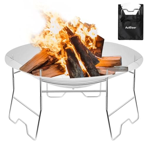 ActDoer Portable Camping Fire Pit - 17 inch Wood Burning Fire Pit with Storage Bag - Camping, Picnics, Backpacking, Outdoor Heating