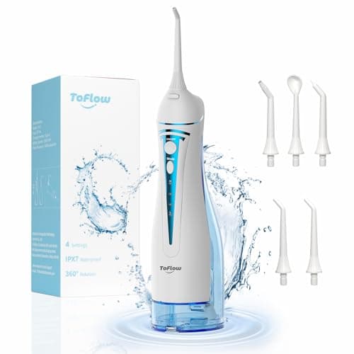 Water Dental Flosser Teeth Pick: 4 Modes Travel Portable Water Flosser, Rechargeable Irrigation Cleaner for Teeth, 300ML Cordless Oral Irrigator with 5 Jet Tips, IPX7 Waterproof Dental Flosser