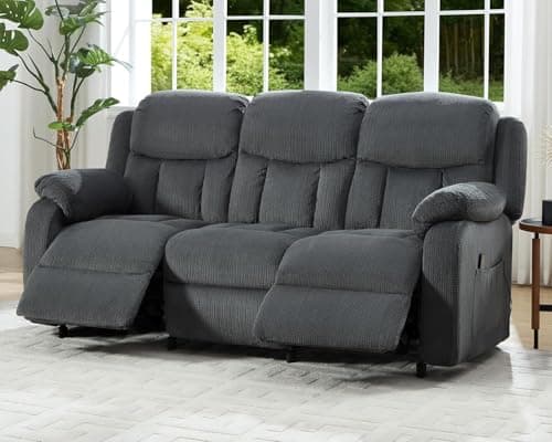 Jocisland Reclining Couch, Power Reclining Sofa with Dual Wingback, 3 Seater Recliner Sofa, Recliner Couches for Living Room(Dark Gray)