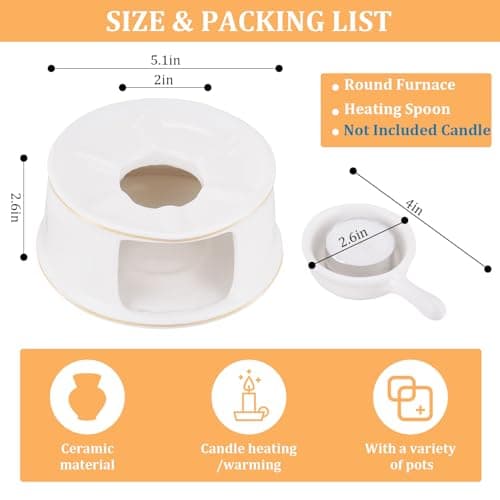 Teapot Warmer Ceramic Teapot Warmer with Spoon for Heating Tea, Coffee and Milk Tea Warmer for Teapot (Not Include Candle) 6