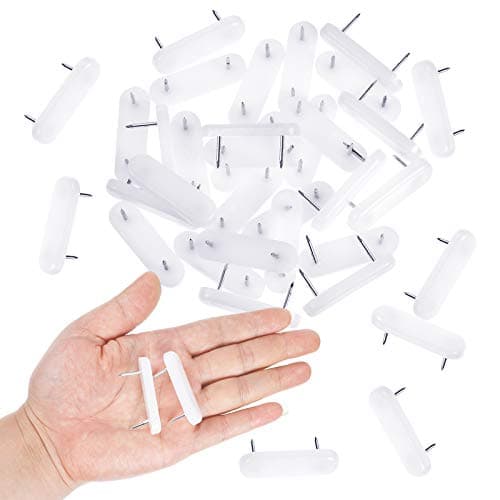 Jetec Plastic Head Double Pins Bed Skirt Holding Pins White Furniture Chair Leg Brooch Glide Nails Holding Brooch for Slipcovers and Bedskirts(30 Pieces) 6